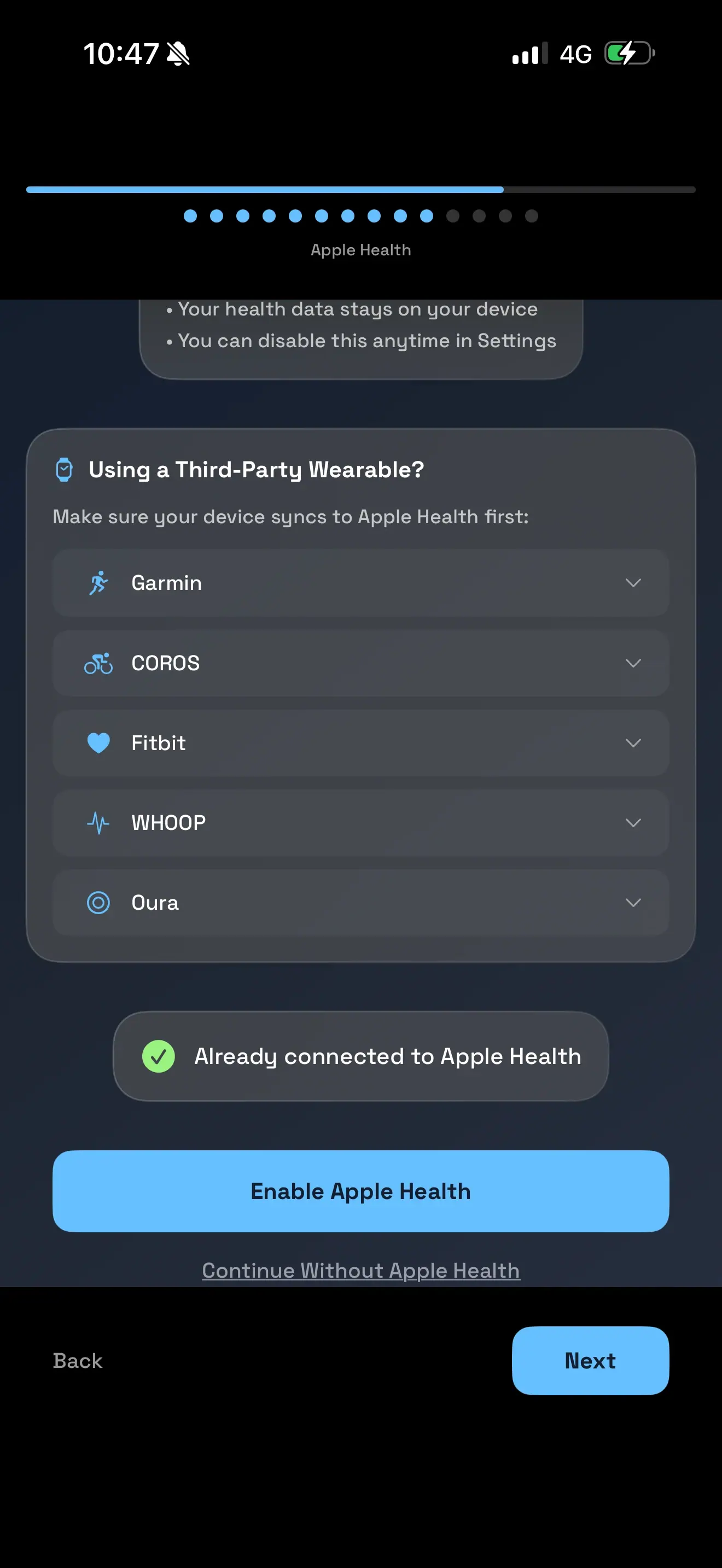 SensiSnap screen